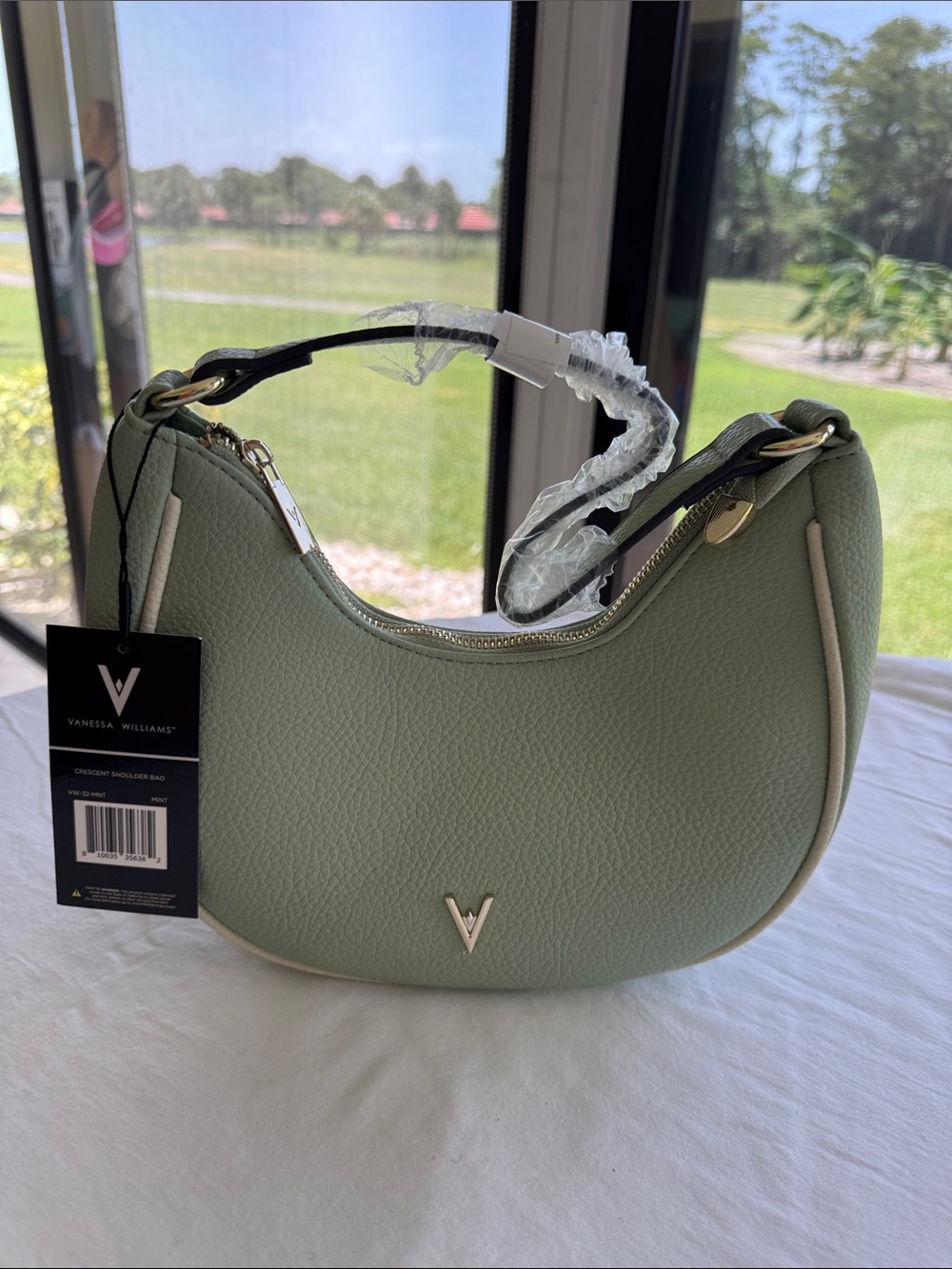 Vanessa Williams Mint Green Crescent Hobo Bag